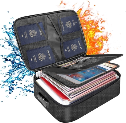 Bolsa de documentos con cerradura,casilla de almacenamiento de archivos a prueba de fuego de 3 capas con cremallera resistente al agua,seguro de documentos portátil