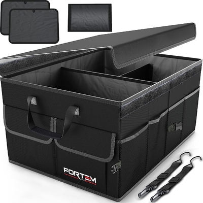 Organizador de maletero, organizador plegable de varios compartimientos, almacenamiento plegable de SUV para accesorios de automóviles para mujeres