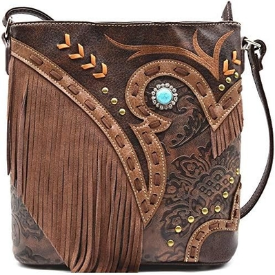 Mujeres de la moda occidental estilo de cuero Fringe de cuerpo cruzado bolsos de mano de mujeres bolso país cada día bolso de hombro