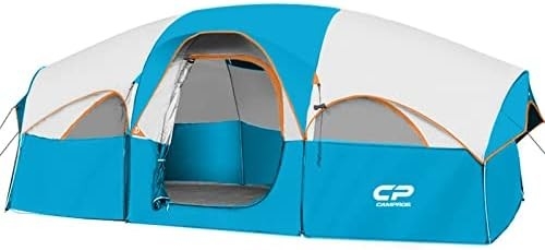 CAMPROS CP Tienda de campamento para 8 personas Tienda familiar resistente a las condiciones climáticas Tienda 5 Ventanas de malla grande, de doble capa, dividida