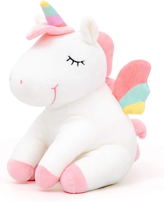 Lazada Unicornio Animal relleno juguetes de peluche Niñas Regalos con alas de arco iris Blanco 12 pulgadas