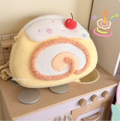 Original Swiss plush double-shoulder bag for girls - Lolita style handbag, cute and large capacity crossbody bag