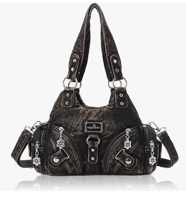 Bolsos para mujeres bolsos pequeños de hombro de vagabundo bolso de cuero multi-bolsillo con cremallera