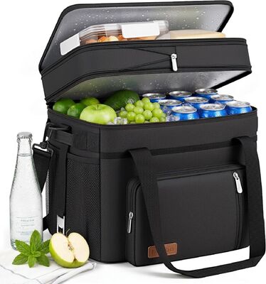 Bolsa de enfriador de cubierta doble - 60 latas de aislamiento a prueba de fugas portátil de refrigeración de almuerzo suave, refrigeración de caja de hielo expandible extra grande para playa, picnic, campamento, compras