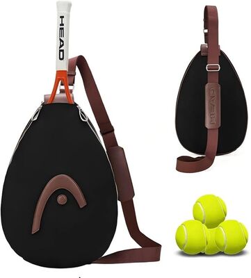 HEAD bolso de raqueta para tenis pickleball bádminton, negro. Sling de cuerpo cruzado impermeable, poliéster y PU, ajustable, tiene 1-2 raquetas, para práctica en la cancha, juegos de fin de semana y uso diario