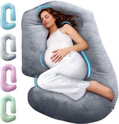 almohadas de embarazo para dormir almohada de maternidad de 57 pulgadas para mujeres embarazadas con tapa lavable extraíble soporte para la espalda, el vientre, el cuello, las piernas y las caderas almohada de cuerpo completo en forma de V C U, gris terciopelo