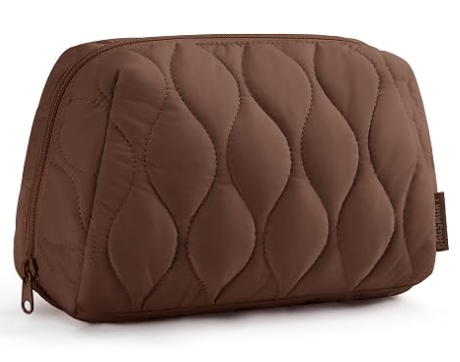 Neceser, Neceser de Viaje, Neceser Acolchado Hinchado para Mujer, Estuche Organizador de Maquillaje, Bolso de Bolsillo de Apertura Amplia, Esenciales de Viaje, Accesorios de Artículos de Tocador y Brochas