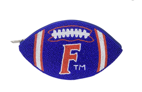 UF UNIVERSITY OF FLORIDA BOLSA DE MONEDAS DE FÚTBOL CON ABALORIOS