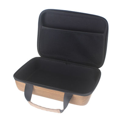 Superficie de cuero a prueba de polvo de la PU de EVA Storage Case Wood Grain a prueba de choques