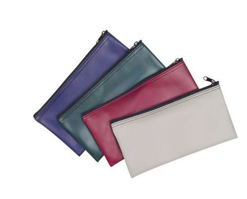 Bolsas de banco con cremallera personalizables disponibles en varios tamaños hechas de PVC y cuero, adecuadas para depósitos en efectivo