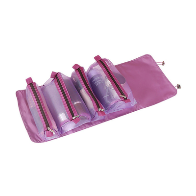 Cuatro en un almacenamiento portátil del cepillo del maquillaje del viaje de Mesh Folding Makeup Wash Bag