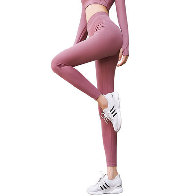 Jadea el traje para mujer de la yoga de la aptitud femenina del melocotón que la cintura apretada de la altura estira el funcionamiento inferior