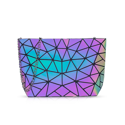 Cambio de color del laser de las bolsas de asas del cuero de la PU del campanero de la geometría de la moda