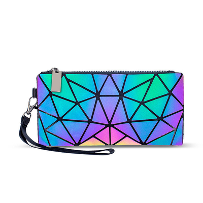 Cambio de color del laser de las bolsas de asas del cuero de la PU del campanero de la geometría de la moda