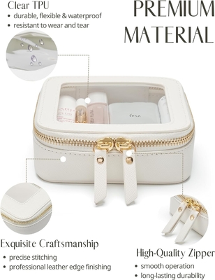 Bolso de maquillaje pequeño para el bolso Bolso de maquillaje pequeño para la escuela Bolso de maquillaje limpio y lindo Bolso de maquillaje para viajes Bolso de maquillaje pequeño de cuero blanco