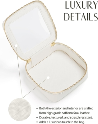 Bolso de maquillaje pequeño para el bolso Bolso de maquillaje pequeño para la escuela Bolso de maquillaje limpio y lindo Bolso de maquillaje para viajes Bolso de maquillaje pequeño de cuero blanco