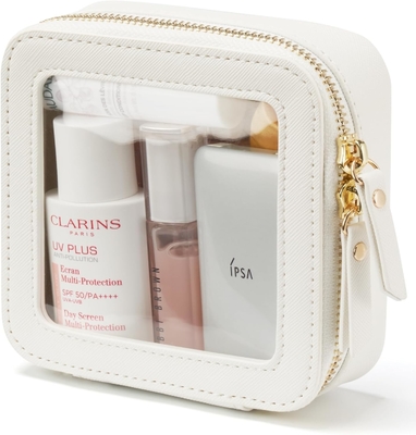 Bolso de maquillaje pequeño para el bolso Bolso de maquillaje pequeño para la escuela Bolso de maquillaje limpio y lindo Bolso de maquillaje para viajes Bolso de maquillaje pequeño de cuero blanco