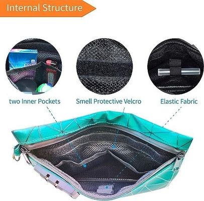 Bolsas a prueba de olor con bloqueo combinado, Bolsa a prueba de olor revestida de carbono de 10.2 x 7.2 pulgadas Bolsa de seguridad para viajes
