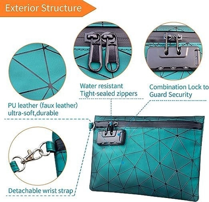Bolsas a prueba de olor con bloqueo combinado, Bolsa a prueba de olor revestida de carbono de 10.2 x 7.2 pulgadas Bolsa de seguridad para viajes