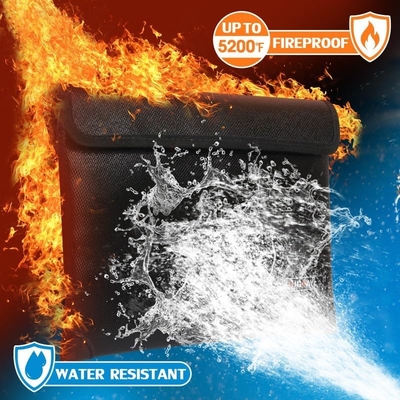 Bolsa de documentos a prueba de fuego - con aislamiento térmico de 5200 ° F, bolsa a prueba de fuego a prueba de agua con cremallera, 8 capas de materiales funcionales