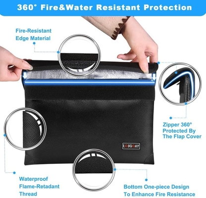 Bolsa de documentos a prueba de fuego - con aislamiento térmico de 5200 ° F, bolsa a prueba de fuego a prueba de agua con cremallera, 8 capas de materiales funcionales