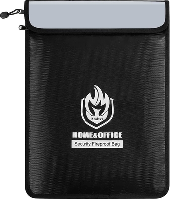 Bolso de documentos a prueba de fuego de dos bolsillos (2000 ° F), 15 ¢ x 11 ¢ bolso de dinero a prueba de fuego a prueba de agua con cremallera, a prueba de agua