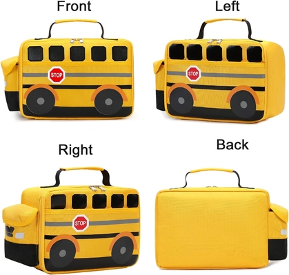 Caja de almuerzo para niños Niños Niñas Bolsas de almuerzo escolares Reutilizables Refrigerador Comida térmica Tote para picnic (autobús escolar amarillo)
