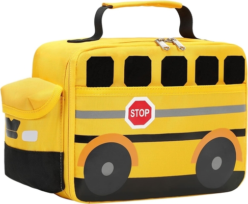 Caja de almuerzo para niños Niños Niñas Bolsas de almuerzo escolares Reutilizables Refrigerador Comida térmica Tote para picnic (autobús escolar amarillo)