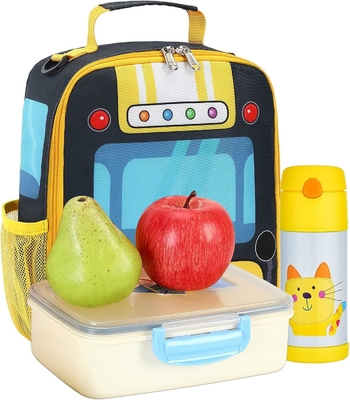 Caja de almuerzo para niños Niñas escolares Niños Bolsas de almuerzo aisladas con correa de hombro Reutilizables Frescor de almuerzo Tote para viajes Pini