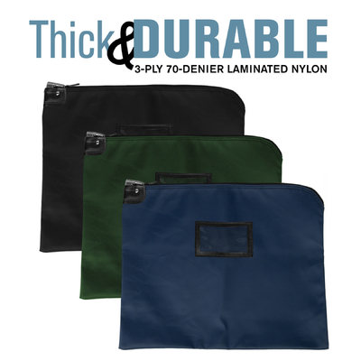 Bolsas de mensajería de hipaa laminadas de nylon con portador de tarjetas - 19W x 15H - listas para el envío