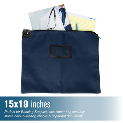 Bolsas de mensajería de hipaa laminadas de nylon con portador de tarjetas - 19W x 15H - listas para el envío
