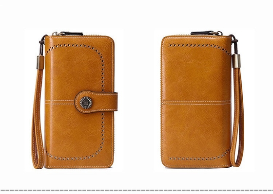 Cartera RFID anti-magnética de venta caliente Cartera de mujer con cremallera larga Bolso de mano de gran capacidad