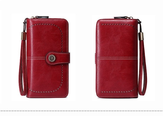 Cartera RFID anti-magnética de venta caliente Cartera de mujer con cremallera larga Bolso de mano de gran capacidad