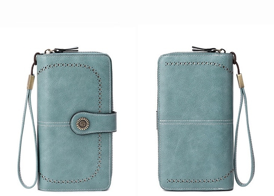 Cartera RFID anti-magnética de venta caliente Cartera de mujer con cremallera larga Bolso de mano de gran capacidad