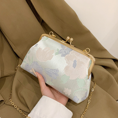 Nuevo bolso de la cadena del clip estilo chino bolso de la concha estilo nacional flor bolso de hombro de la moda cena bolso de cuerpo cruzado para mujeres