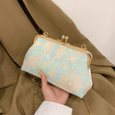 Nuevo bolso de la cadena del clip estilo chino bolso de la concha estilo nacional flor bolso de hombro de la moda cena bolso de cuerpo cruzado para mujeres