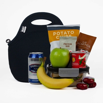 Built Gourmet Getaway Bolso de comida de neoprene suave - ligero, aislado y reutilizable, de un solo tamaño, negro