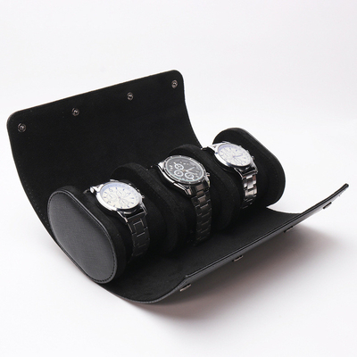 VENTA EXPLOSIVA cilindro de cuero PU tres pantallas de viaje de almacenamiento multifuncional envasado caja de relojes