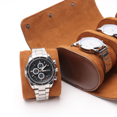 VENTA EXPLOSIVA cilindro de cuero PU tres pantallas de viaje de almacenamiento multifuncional envasado caja de relojes