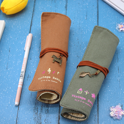 Fresco y de moda gran capacidad bolso de lápiz caja de lápiz simple creativo secundaria hombres y mujeres lápiz de lienzo