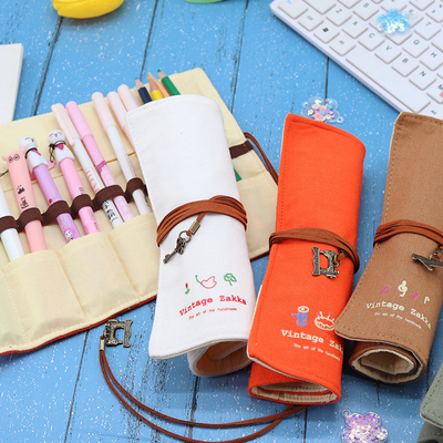 Fresco y de moda gran capacidad bolso de lápiz caja de lápiz simple creativo secundaria hombres y mujeres lápiz de lienzo