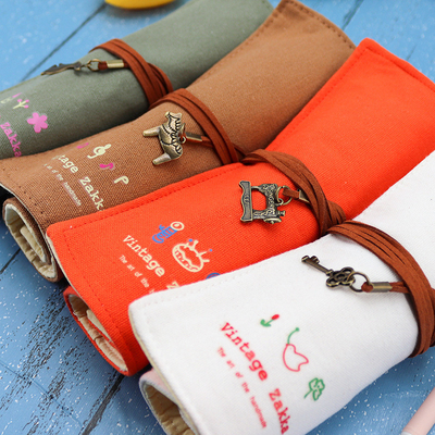 Fresco y de moda gran capacidad bolso de lápiz caja de lápiz simple creativo secundaria hombres y mujeres lápiz de lienzo