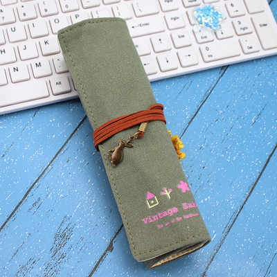 Fresco y de moda gran capacidad bolso de lápiz caja de lápiz simple creativo secundaria hombres y mujeres lápiz de lienzo