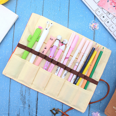 Fresco y de moda gran capacidad bolso de lápiz caja de lápiz simple creativo secundaria hombres y mujeres lápiz de lienzo