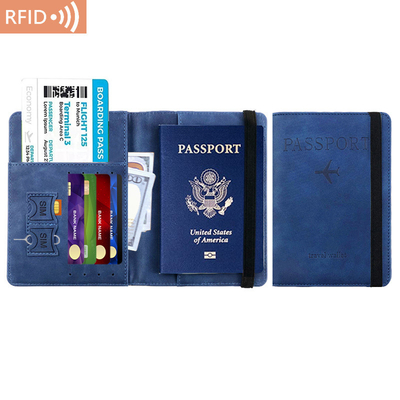 El pasaporte de la Amazon PU de cuero de la bolsa RFID MULTIFUNCCIONAL del pasaporte del titular del pasaporte de la cubierta del pasaporte