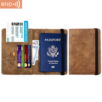 El pasaporte de la Amazon PU de cuero de la bolsa RFID MULTIFUNCCIONAL del pasaporte del titular del pasaporte de la cubierta del pasaporte