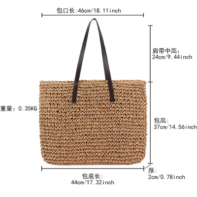TRANSFONDERAL NUEVO BOLSO de paja casual de gran capacidad Japón y Corea del Sur Bolso de hombro