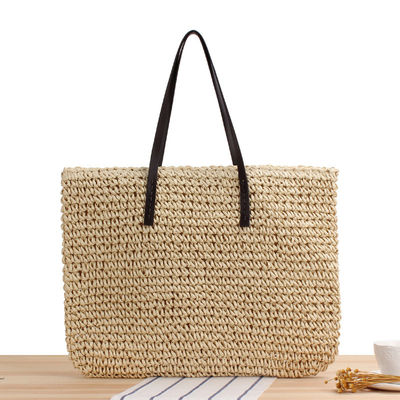 TRANSFONDERAL NUEVO BOLSO de paja casual de gran capacidad Japón y Corea del Sur Bolso de hombro