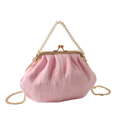2024 NUEVO RETRO FAIRY SOLID COLOR PEQUEÑO BORSA BLANCA BORSA PERLA de mano de mujer de hilo de red en un simple bolso de cuerpo cruzado