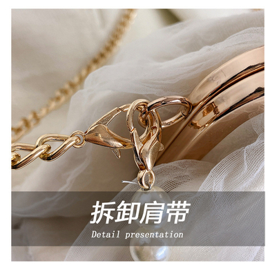 2024 NUEVO RETRO FAIRY SOLID COLOR PEQUEÑO BORSA BLANCA BORSA PERLA de mano de mujer de hilo de red en un simple bolso de cuerpo cruzado